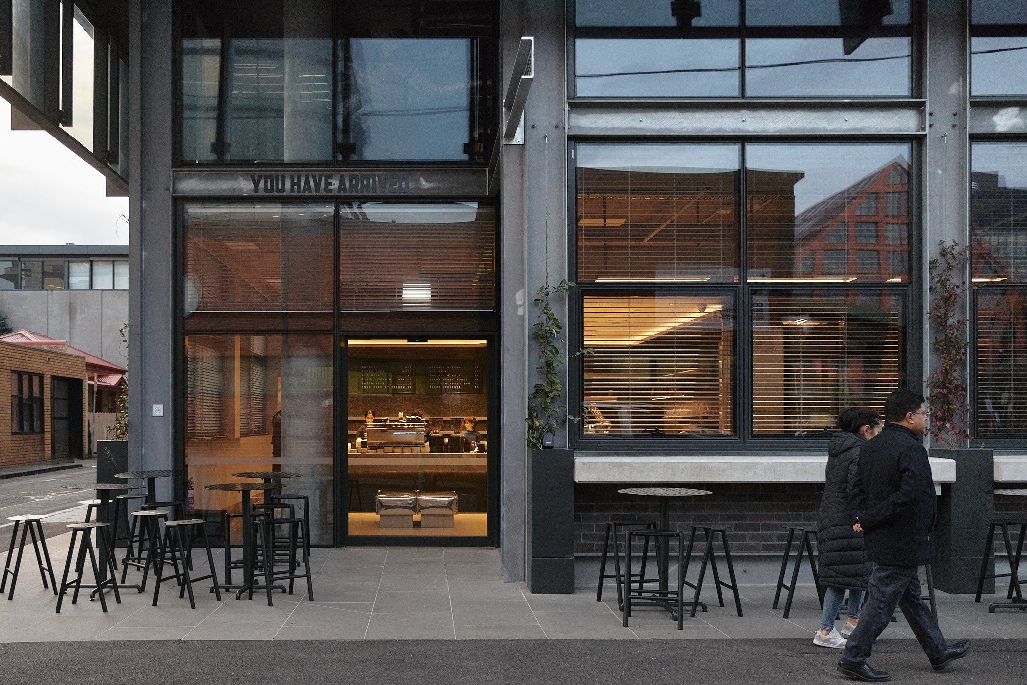 Code Black Coffee Cremorne location image of a storefront with a chrome interior
