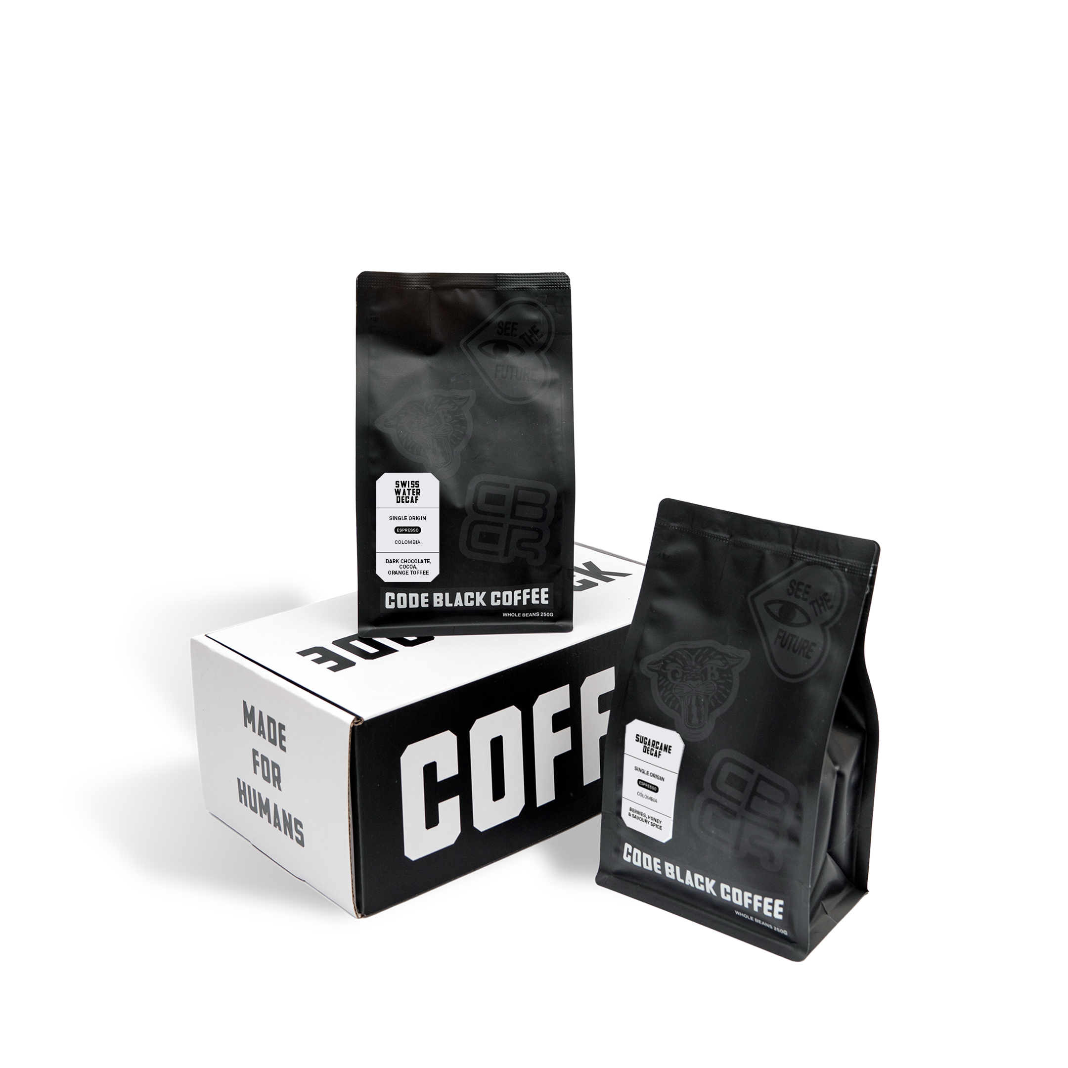 Dark Coffee Code Code Black Coffee x Decaffeinated Espresso Bundle