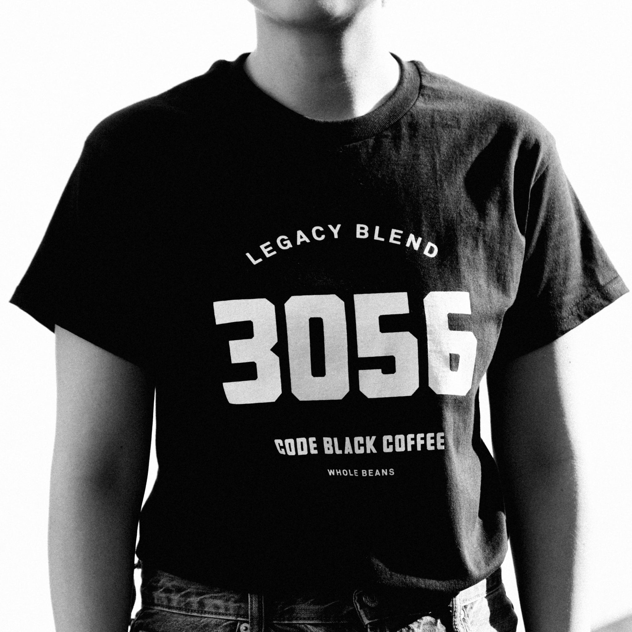 Neck Black Crew \'3056\' T-Shirt Coffee Code
