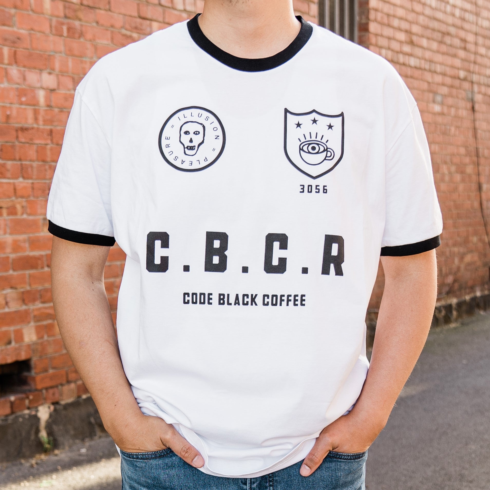 Code Black Coffee 'Football' Crew Neck T-Shirt